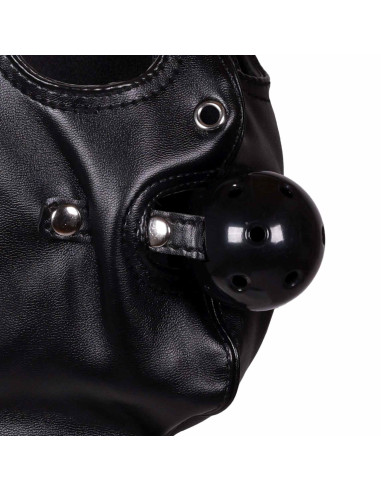 Blindfolded Mask with Breathable Ball Gag - Black