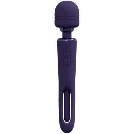 Dwustronny wibrator Kiku z głowicą różdżki i trzepoczącą końcówką stymulującą punkt G, 25,2 cm, 2 silniki - 2