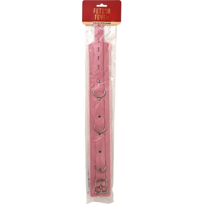 Fetish Fever - Collar with leash - Pink - 1 2
