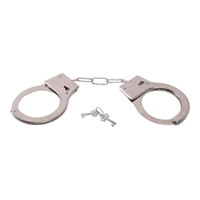 Kajdanki erotyczne Bestseller Silver stalowe srebrne z łańcuchem 7 cm - 1