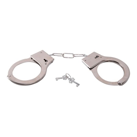 Kajdanki erotyczne Bestseller Silver stalowe srebrne z łańcuchem 7 cm - 1