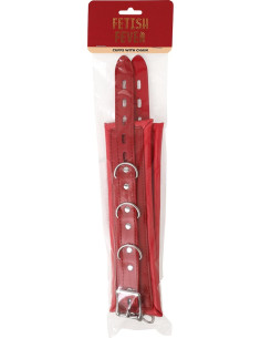 Fetish Fever - Cuffs with chain - Red 2
