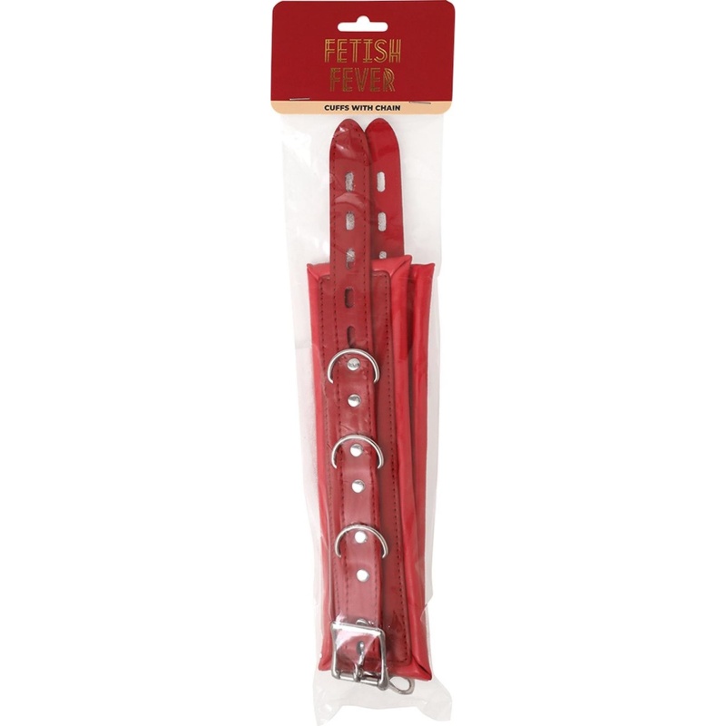 Fetish Fever Kajdanki Cuffs with chain - Red - 2