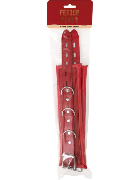 Fetish Fever - Cuffs with chain - Red