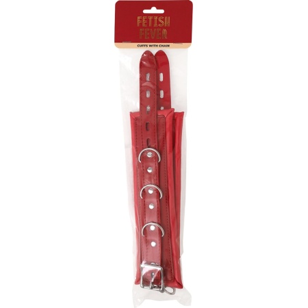 Fetish Fever Kajdanki Cuffs with chain - Red - 2