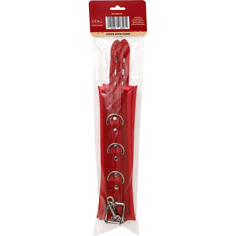 Fetish Fever Kajdanki Cuffs with chain - Red - 3