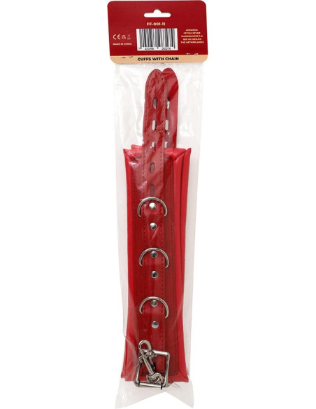 Fetish Fever - Cuffs with chain - Red