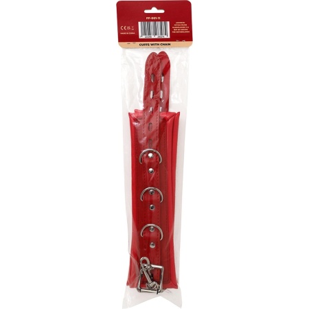 Fetish Fever Kajdanki Cuffs with chain - Red - 3