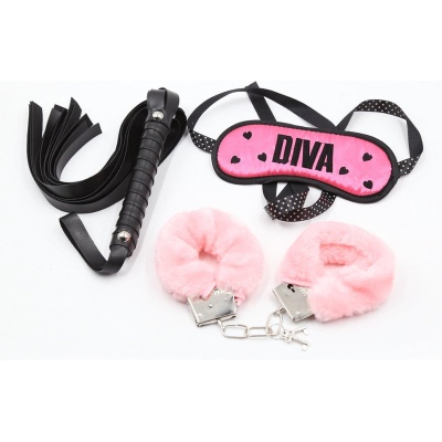 Fetish Fever - Bondage Set - 3 pieces - Pink/Black - 1