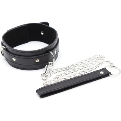 Fetish Fever - Collar with leash - Black - 1