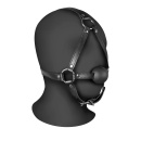 Head Harness with Solid Ball Gag - Black - 1