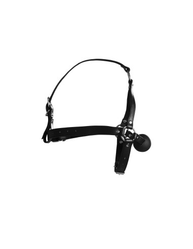 Head Harness with Solid Ball Gag - Black