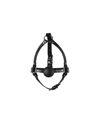 Head Harness with Solid Ball Gag - Black