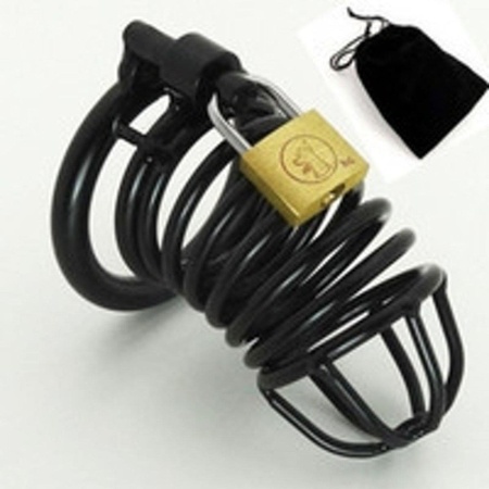 Prison BReak black medium 45  mm adjustable cockcage with lock - 1