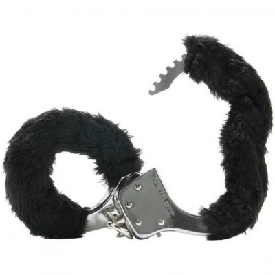 Kajdanki BDSM Love Cuffs Black z futerkiem - 1 2