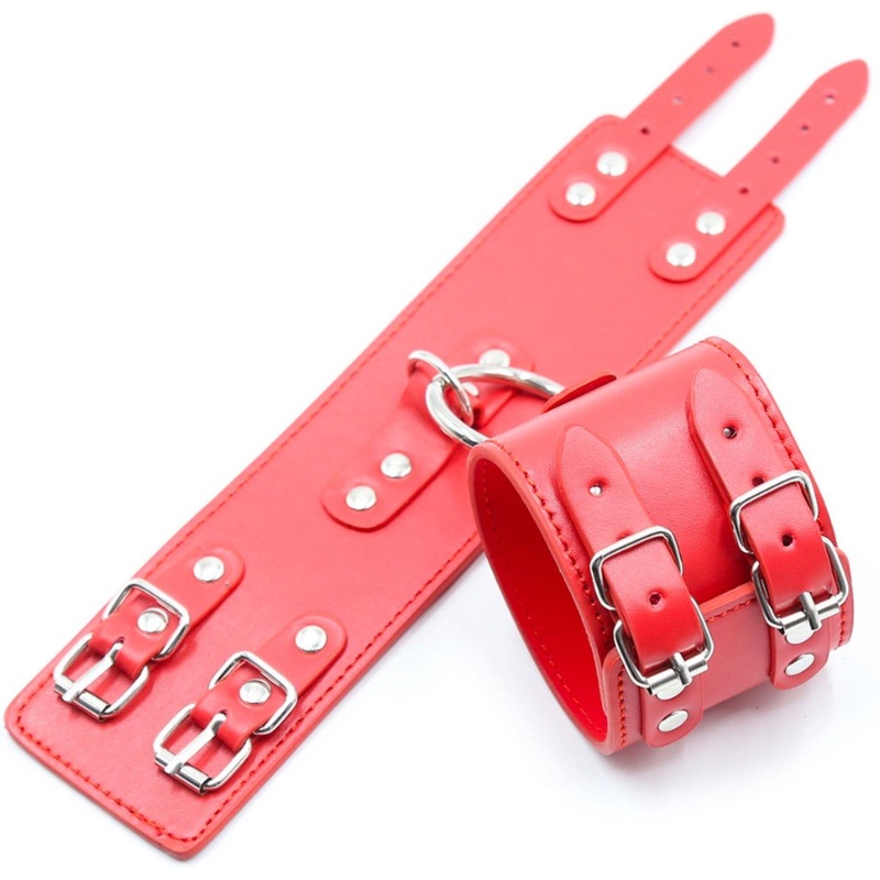 Fetish Fever Kajdanki Cuffs with two buckles - Red - 1