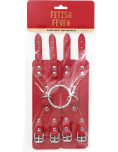 Fetish Fever - Cuffs with two buckles - Red 2