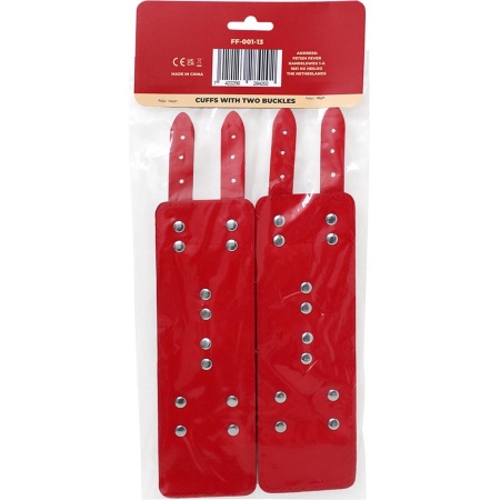 Fetish Fever Kajdanki Cuffs with two buckles - Red - 3