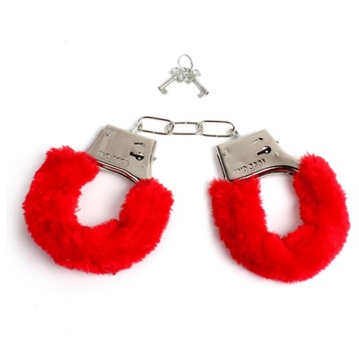 Kajdanki Love Cuffs z czerwonym futerkiem - 1