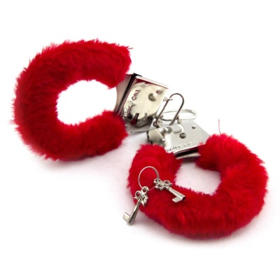 Kajdanki Love Cuffs z czerwonym futerkiem - 1 2