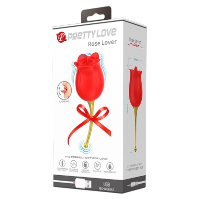 Stymulator Rose Lover z ruchomym języczkiem i wibracjami 14,2 cm - 1