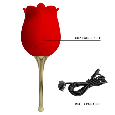 Stymulator Rose Lover z ruchomym języczkiem i wibracjami 14,2 cm - 7
