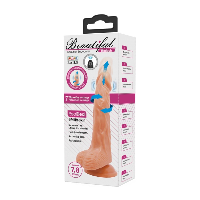 Wibrator Bodach 7,8 cala z funkcją pchnięć, obrotów i wibracji, 21 cm - 11