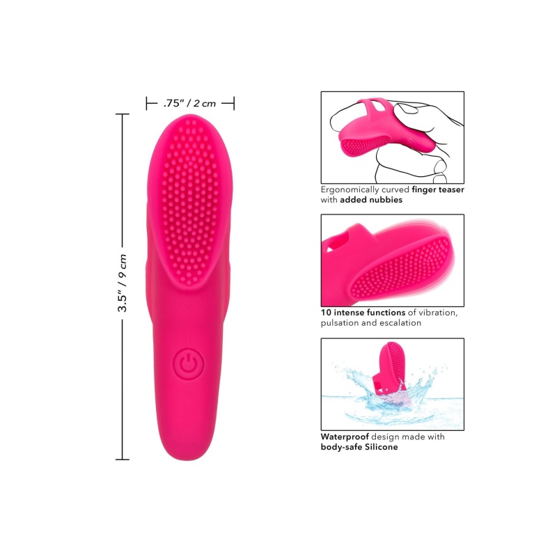 Masażer na palec The Nubby Vibe Pink - zakrzywiony silikon z guzkami, 9 × 2 cm, wodoszczelność IPX7 - 10