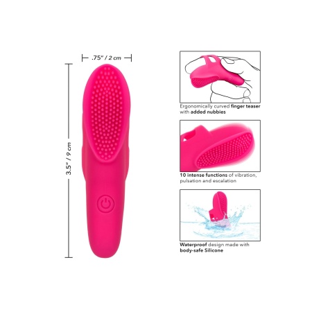 Masażer na palec The Nubby Vibe Pink - zakrzywiony silikon z guzkami, 9 × 2 cm, wodoszczelność IPX7 - 10