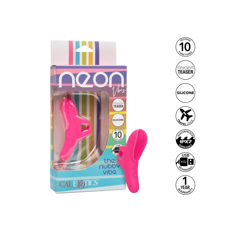 Masażer na palec The Nubby Vibe Pink - zakrzywiony silikon z guzkami, 9 × 2 cm, wodoszczelność IPX7 - 11