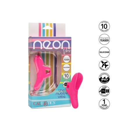 Masażer na palec The Nubby Vibe Pink - zakrzywiony silikon z guzkami, 9 × 2 cm, wodoszczelność IPX7 - 11
