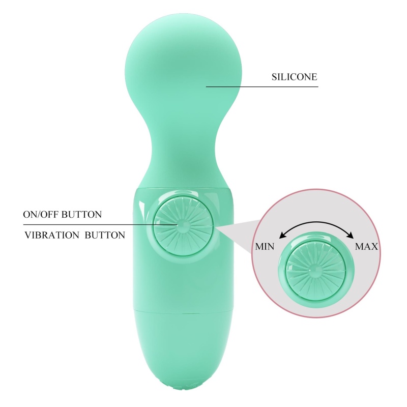 Wibrator Mini stick Light Green - 9 cm, z wibracjami punktowymi - 9