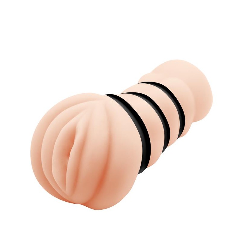 Masturbator JULIA z 3 pierścieniami zaciskowymi i realistyczną pochwą (15,5 × 7,2 × 7,2 cm) - 2