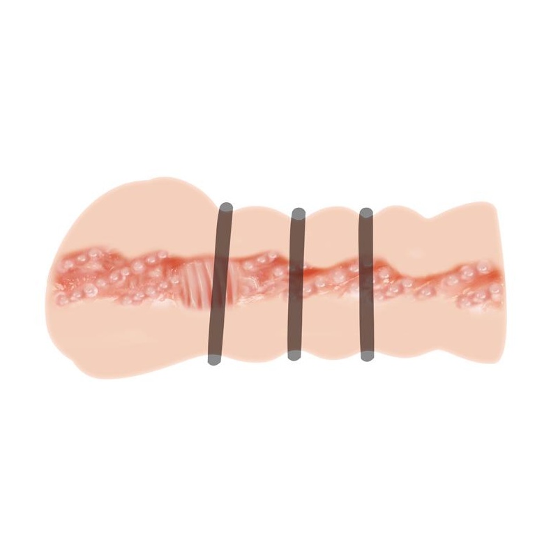 Masturbator JULIA z 3 pierścieniami zaciskowymi i realistyczną pochwą (15,5 × 7,2 × 7,2 cm) - 5