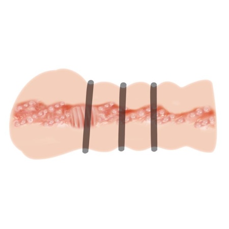 Masturbator JULIA z 3 pierścieniami zaciskowymi i realistyczną pochwą (15,5 × 7,2 × 7,2 cm) - 5
