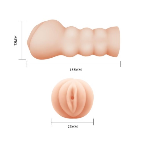 Masturbator JULIA z 3 pierścieniami zaciskowymi i realistyczną pochwą (15,5 × 7,2 × 7,2 cm) - 6