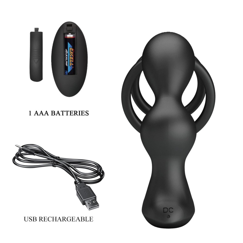 Penis Sleeve VI z wibrującą wkładką analną - 13,5 cm - 8