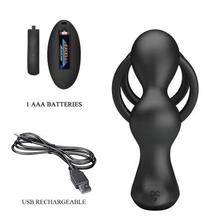 Penis Sleeve VI z wibrującą wkładką analną - 13,5 cm - 8
