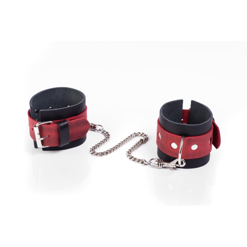 Kajdanki- Cuffs Crazy Horse Red, Small - 1