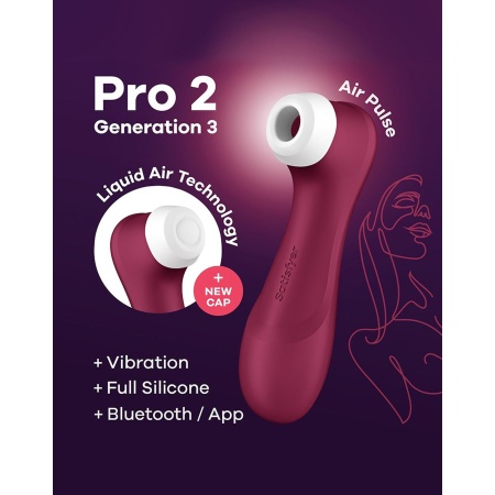 Stymulator łechtaczki Pro 2 Generation 3 z technologią Liquid Air, wibracjami i sterowaniem Bluetooth/App - 16 cm - 7