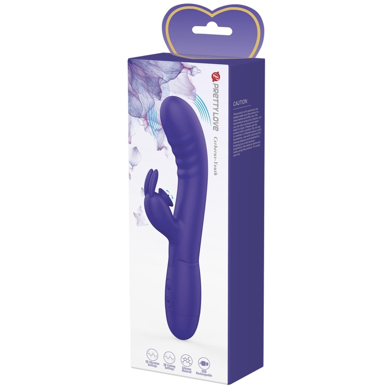 Wibrator dwustymulacyjny Cerberus Youth - 30 funkcji wibracji i lizania (18 cm) - 11