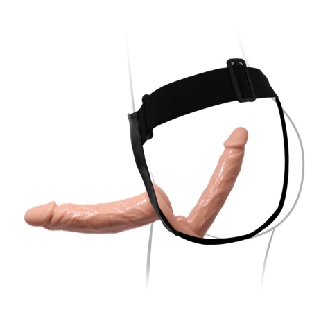 Strap-on z podwójnym dildo - dwa trzony 18 cm i 15 cm, regulowana uprząż, krzywizna ukierunkowana na stymulację punktu G - 5