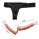 Strap-on z podwójnym dildo - dwa trzony 18 cm i 15 cm, regulowana uprząż, krzywizna ukierunkowana na stymulację punktu G - 6
