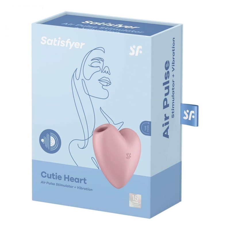 Cutie Heart (Light Red) - stymulator łechtaczki z technologią Air Pulse i wibracją, 8,4 × 7,8 cm - 4