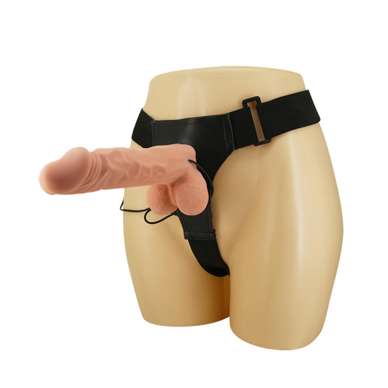 Strap-on RealDeal 9.4'' z regulowaną uprzężą i wibrującym dildo - długość całkowita 23,9 cm - 2