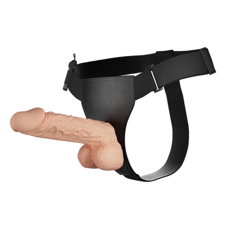 Strap-on RealDeal 9.4'' z regulowaną uprzężą i wibrującym dildo - długość całkowita 23,9 cm - 9
