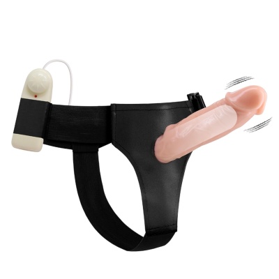 Strap-on Jessica z wibracją i bumperem łechtaczkowym, 17 cm - 1 2