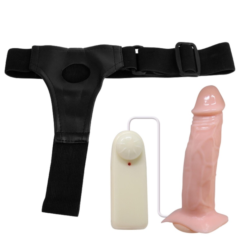 Strap-on Jessica z wibracją i bumperem łechtaczkowym, 17 cm - 3