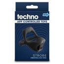 Wibrujący pierścień erekcyjny TECHNO STROBE BLACK z aplikacją, 6,6 x 5,8 x 3,8 cm - 1