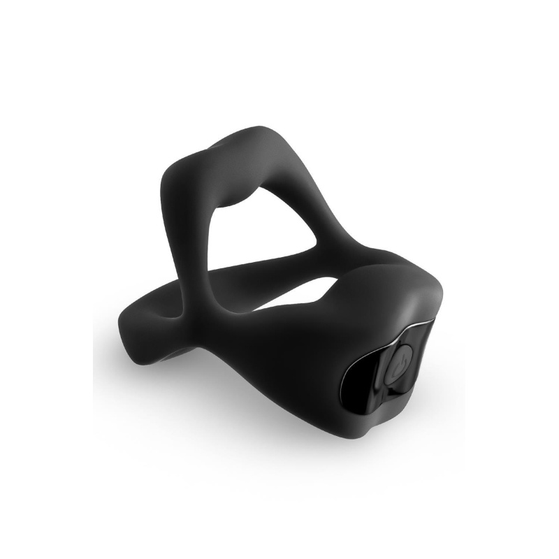 Wibrujący pierścień erekcyjny TECHNO STROBE BLACK z aplikacją, 6,6 x 5,8 x 3,8 cm - 2